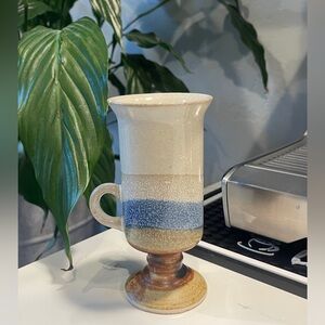 Otagiri Painted Blue Pedestal Mug Hand Crafted Coffee mug